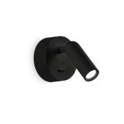 Ideallux Ideal Lux LED-väggspotlight Bean, Ø 7 cm, svart metall/glas