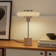 Lindby bordslampa Branford, retro, beige, metall/travertin