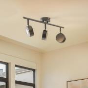 Lindby strålkastare Jyla, svart, 2.700 K, 3-ljus, GX53