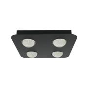 Lindby taklampa Jyla, svart, 3.000 K, 3 lampor, lins