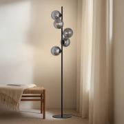 Lindby golvlampa Orbelia, svart, 5 lampor, glas