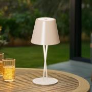Lindby LED uppladdningsbar bordslampa Janea, CROSS, beige, metall