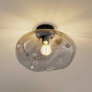 Lindby taklampa Lelia, rökgrå, glas, Ø 35 cm