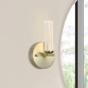 Searchlight LED-badrumsvägglampa Aberdeen, höjd 24 cm, mässingsfärgat ...