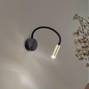TK Lighting Vägglampa Lagos, svart/guld, 45 cm, läslampa, G9