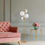 Opviq Golvlampa Fazli, guld, glas/metall, höjd 162 cm, E14