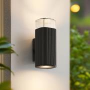 Lindby utomhusvägglampa Halvar, svart, 20 cm, 2 x GU10, IP65