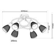 Näve Taklampa Lindita, 6 lampor, glas, rökgrå, E14