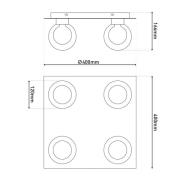 Näve Taklampa Donika, 4 lampor kantig, glas, stål, bärnsten, G9