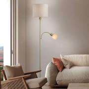 Näve Golvlampa Filomena, beige/mässing, textil, läsarm, E27, E14