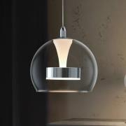 Trio Lighting LED-hänglampa Flynt, Ø 20 cm, kromfärgad, metall/glas, C...