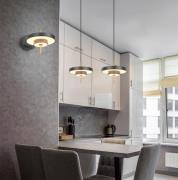 Trio Lighting LED-hänglampa Keaton, svart/guldfärgad, Ø 40 cm, CCT