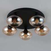 Reality Leuchten Taklampa Divina, bärnstensfärgad, Ø 49 cm, 5 lampor, ...