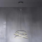 LED-hänglampa PURE E-Flying Rings, mystic grey, Ø110cm, CCT