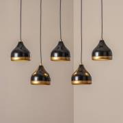 Opviq Hänglampa Yildo, svart/guld, 5 lampor. Längd 111 cm