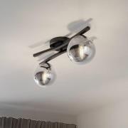 EMIBIG LIGHTING OPUS taklampa, längd 60 cm, rökgrå/svart, 2 lampor.