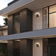 Viokef LED-utomhusvägglampa Siena, mörkgrå, höjd 28 cm, metall