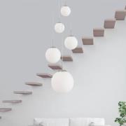 Steinhauer Bollique hänglampa, stål, opalvit, glas, 5 lampor rund