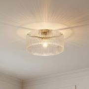 Lucande taklampa Meritt, mässing/klar, Ø 40 cm, glas