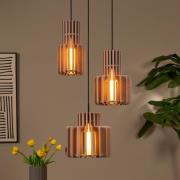 Lucide Hänglampa Rollo, taupe, Ø 50 cm, tyg/metall/glas, 3 lampor