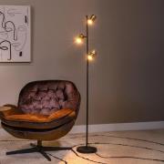 Lucide Golvlampa Upton, höjd 154 cm, svart/rökgrå, 3 lampor