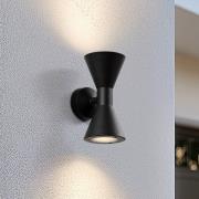 Lucande utomhusvägglampa Xalor, svart, IP65, metall, GU10