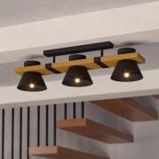 EGLO Taklampa MacCles i svart med trä, 3 lampor