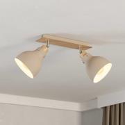 EGLO Taklampa Arrecife sand/trä optik, 2 lampor