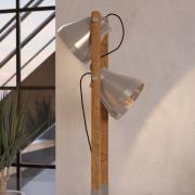 EGLO Cawton golvlampa, höjd 134,5 cm, stål/brunt, 2 lampor stål