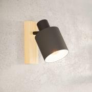 EGLO Batallas spotlight till vägg, bredd 10 cm, svart/trä, tyg