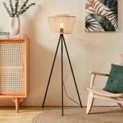 EGLO Hykeham golvlampa, höjd 129,5 cm, natur/svart, bambu