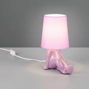 Reality Leuchten Bordslampa Huma, lila, höjd 25 cm, textil/keramik, E1...