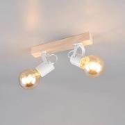 Reality Leuchten Taklampa Lynar, vit, trä, metall, längd 31 cm, 2 lamp...