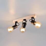 Reality Leuchten Taklampa Lynar, svart, trä, metall, längd 42 cm, 3 la...