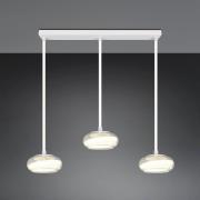 Trio Lighting LED-hänglampa Tarsia, matt vit, längd 91 cm, glas, 3 lam...