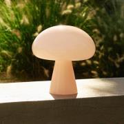 Gubi LED-batteridriven bordslampa Obello, puderrosa, IP44, glas