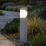 Lucande sockellampa Kiran, 60 cm, sensor, ljusgrå, IP44