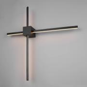 Trio Lighting LED-vägglampa Cassino, matt svart, bredd 67 cm, metall
