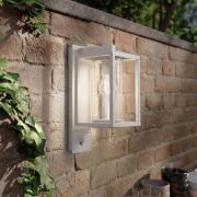 Lucande utomhusvägglampa Ferda, sensor, uttag nedtill, grå