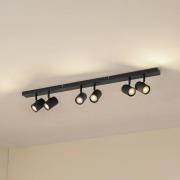 Lindby takspotlights Kardis, mörkgrå, 6 lampor, metall, GU10