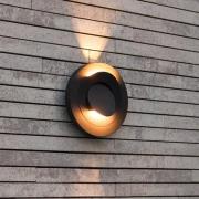 LUTEC LED-utomhusvägglampa MOOV, mörkgrå, Ø 21 cm, metall, IP54