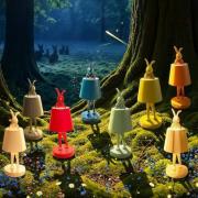 Kare LED-batteridriven bordslampa Animal Rabbit, grön, IP44, 29 cm