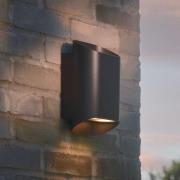 Nordlux Utomhusvägglampa Nico 22 Round, svart, metall, upp/ned, IP54