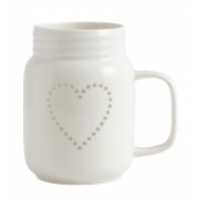 Nordal - Heart mug/candleholder, white