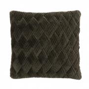 Nordal - Cushion cover, d. olive, velvet, braided