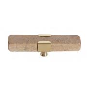 Nordal - KNOB/HOOK beige marble rectangle, brass