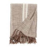 Nordal - Blanket, brown w/white stripes, fringes
