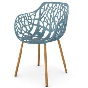 Fast, Forest karmstol med Iroko klädda ben Blue Teal