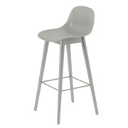 Muuto, Fiber barstol hög Wood Base - 75 cm - Grey/Grey