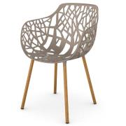 Fast, Forest karmstol med Iroko klädda ben Pearly Gold